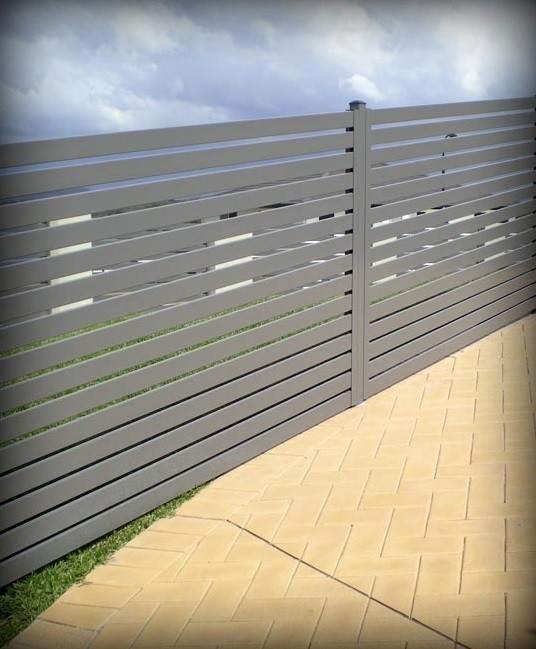 Gray Aluminium Horizontal Slat Fencing
