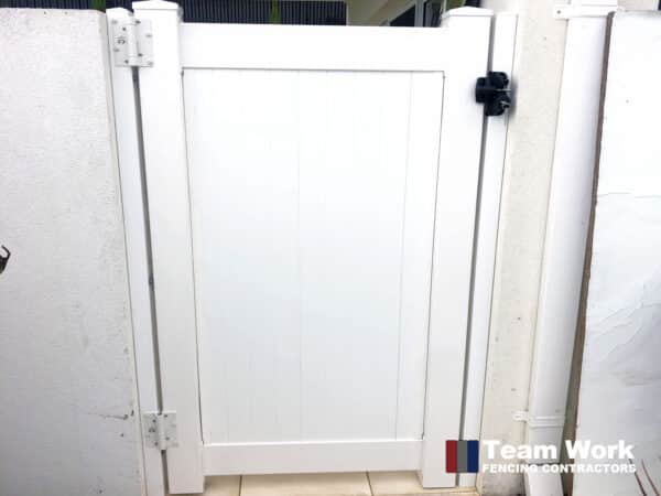 White Single PVC Gate Installation in Perth