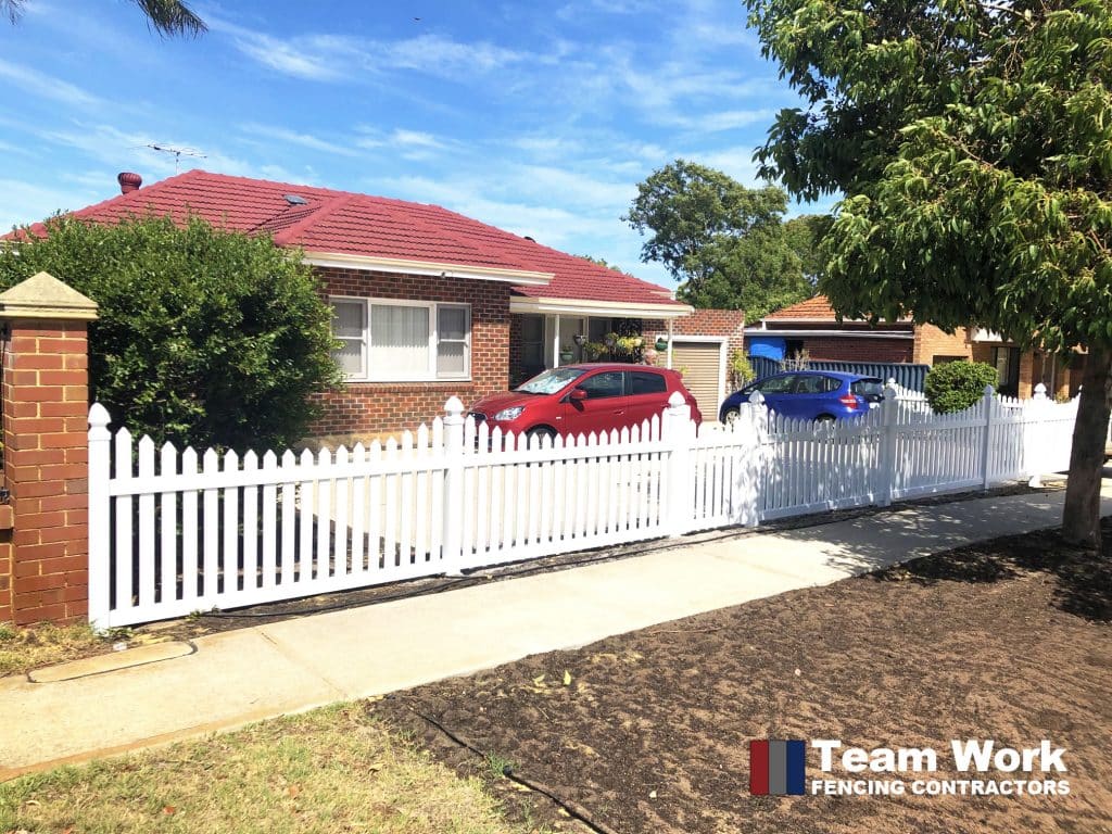 White Scalloped PVC Picket Fence Installation Perth