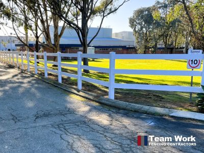 3 Rail PVC fence supply and install by Team Work Fencing Contractors in Perth