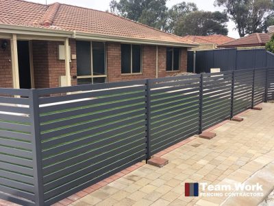 Powder Coated Aluminium Horizontal Slat Fencing Installationg in Perth