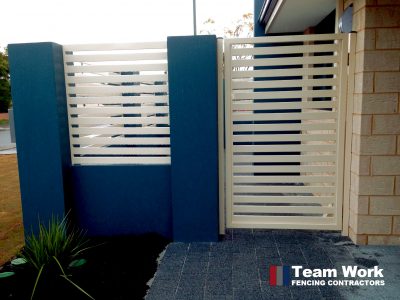 Cream Off-White Ezi Slat Fence and Gate installed in Perth WA