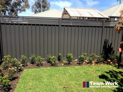 Colorbond Gray with Slat Fence Panel Enhancement