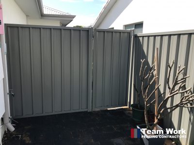 Colorbond side gate installation by Team Work Fencing Contractors Perth