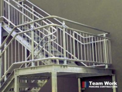 Supplied and installed custom steel handrails for outdoor steps in a commercial property in Perth, Western Australia