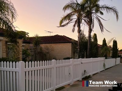 English Flat Top PVC Picket Fence with Letterbox - Ellenbrook WA - 2