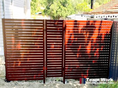 Jarrah Aluminium Slat Fence and Gate Perth WA