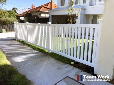 Straight White PVC Picket Fencing Installation in Perth, WA