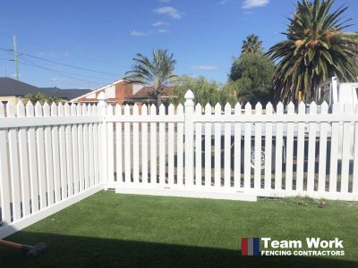 New English Flat Picket PVC Fence Installation Perth