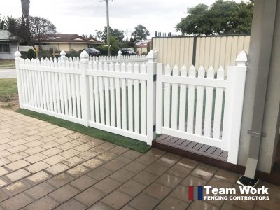 PVC Fence and Gate New English Flat Pickets Installation in WA