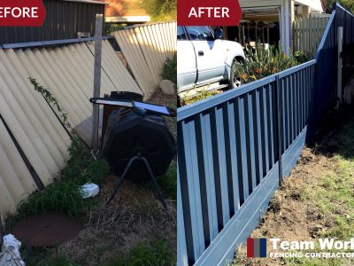 Ocean Blue Colorbond Fence Installation Before After Photo