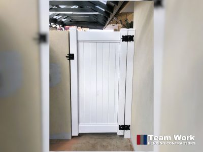 PVC Privacy Gate with black hardware