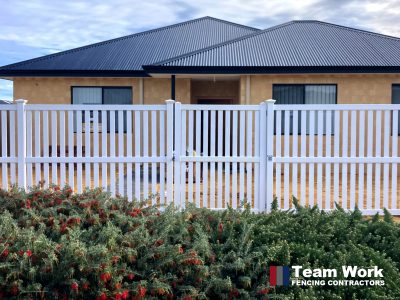 PVC modern picket fencing with 3 rail installed in Perth