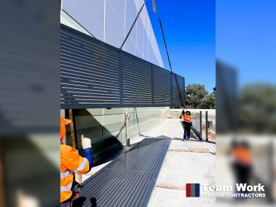 Slat sliding gate crane lift install Perth