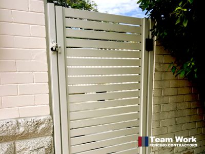 White Aluminium Slat Gate Installation in Perth WA