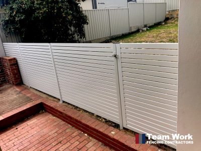 Aluminium Slat Fencing in White Colour - Perth Installation
