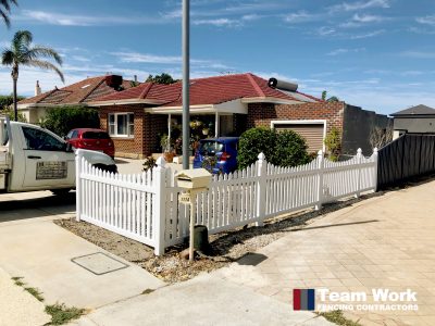 White PVC Curved Top Picket Fence Perth