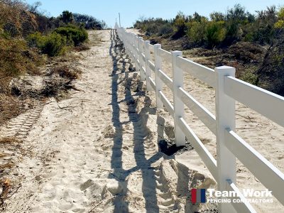 White PVC Post and Rail Fence Installation in Lancelin WA by Team Work Fencing Contractors Perth