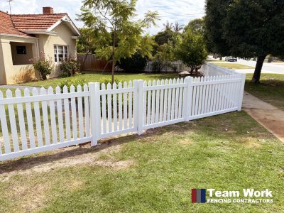 White PVC Picket Fencing and Gate Installion Perth