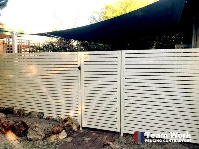 White EZI slat fence and gate Perth